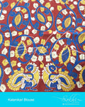 DPBL-18525 - Maroon & Multi Pure Cotton Blouse