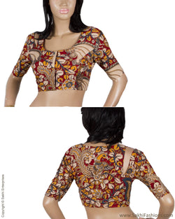 DPBL-20169 - Maroon & Multi Pure Cotton Blouse