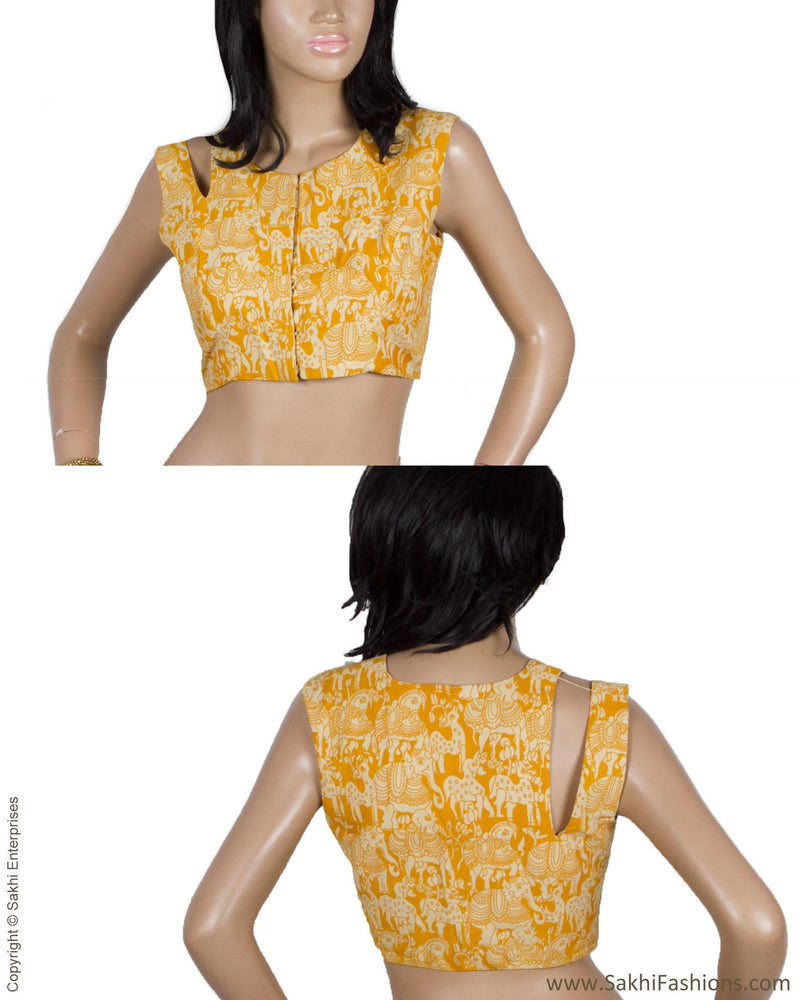 DPBL-22273 - Yellow & Cream Pure Cotton Blouse