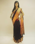 DPN-37797 - Black & Red Pure Chanderi  Saree