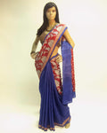 DPN-38578 - Blue & Red Pure Tussar Silk Saree