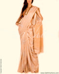 DPO-10602 - White & Silver Pure Tussar Silk Saree