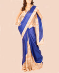 DPO-11039 - Blue & Beige Pure Tussar Silk Saree