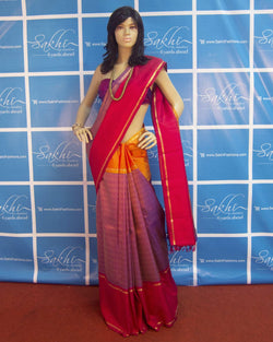 DPO-13942 - Violet & Multi Pure Kanchivaram Silk Saree