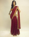 DPO-15141 - Red & Mustard Lace Saree