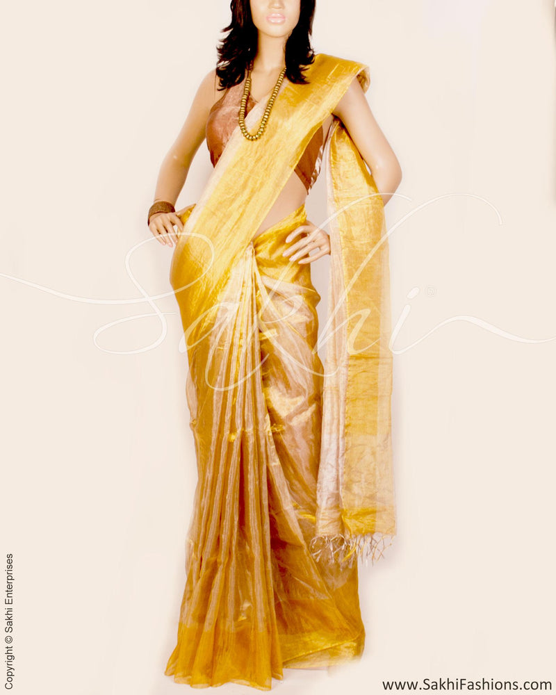 DPO-16994 - Silver & Gold Pure Tissue Silk Saree