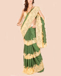 BGO-18119 - Green & Yellow Pure Tussar Silk Saree