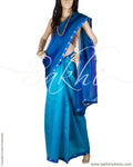 DPO-18127 - Blue & Gold Pure Organza Silk Saree