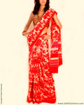 DPO-18679 - Beige & Orange Pure Chiffon Silk Saree