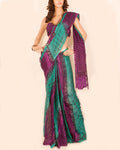 DPO-21287 - Purple & Green Pure Cotton Saree