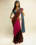 DPO-21663 - Brown & Multi Pure Tussar Silk Saree