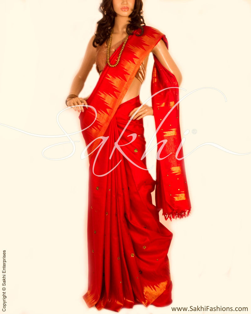 DPO-22089 - Red & Gold Pure Kanchivaram Silk Saree