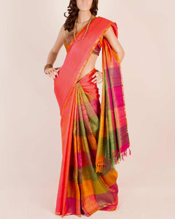 DPO-22158 - Pink & Multi Pure Kanchivaram Silk Saree