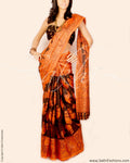DPO-22352 - Orange & Black Pure Tussar Silk Saree