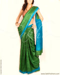 DPO-22414 - Green & Blue Pure Tussar Silk Saree