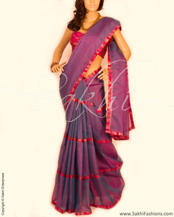 DPO-23492 - Lavendar & Multi Pure Organza Silk Saree