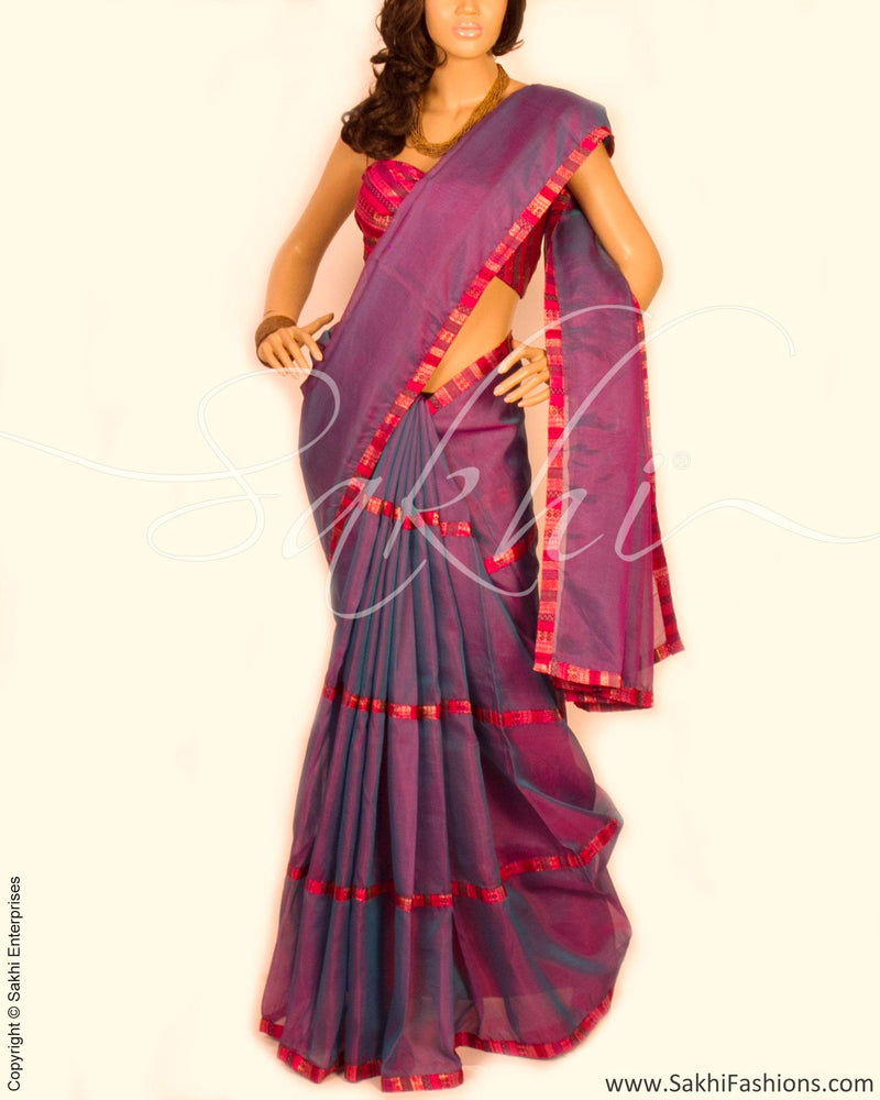 DPO-23492 - Lavendar & Multi Pure Organza Silk Saree
