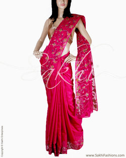 DPO-24043 - Pink & Multi Pure Tussar Silk Saree