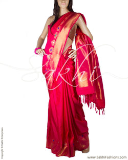 DPO-24898 - Pink & Gold Pure Kanchivaram Silk Saree