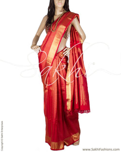 DPO-24949 - Red & Gold Pure Kanchivaram Silk Saree