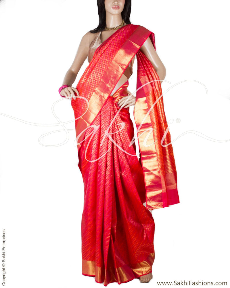DPO-24996 - Pink & Gold Pure Kanchivaram Silk Saree