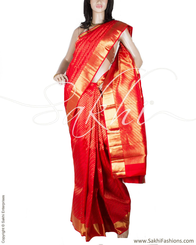 DPO-24997 - Red & Gold Pure Kanchivaram Silk Saree