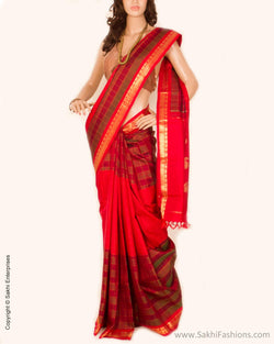 DPO-25017 - Red & Multi Pure Kanchivaram Silk Saree