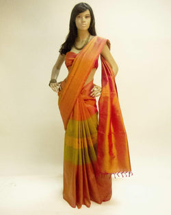 DPO-26076 - Peach & Multi Pure Kanchivaram Silk Saree