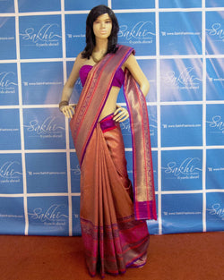 DPO-26901 - Pink & Multi Pure Banarasi Silk Saree