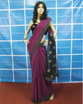 DPO-27114 - Pink  & Black Pure Chiffon Silk Saree