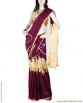 DPO-27559 - Purple & Beige Pure Chiffon Silk Saree