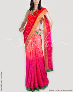 DPO-27870 - Pink & Multi Pure Georgette Silk Saree