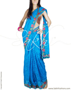 BGO-28140 - Blue & Multi Lace Saree