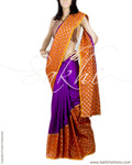 DPO-28789 - Orange & Purple Pure Cotton Saree