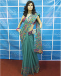 DPO-3261 - Blue & Multi Pure Organza Silk Saree