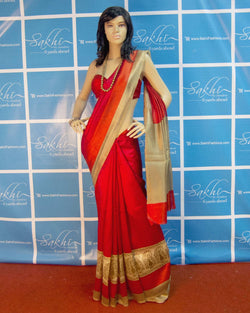 DPO-5203 - Red & Multi Pure Silk Saree