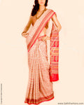 DPO-5220 - Cream & Multi Pure Crepe Silk Saree