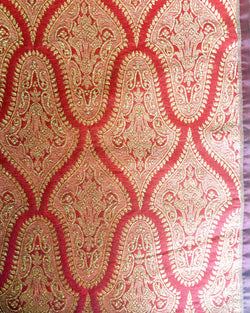 BLO-6204 - Maroon & Gold Brocade Un-Stitched Blouse Fabric