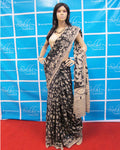 DPO-6789 - Black & Beige Silk & Cotton Saree