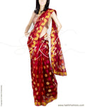DPP-100 - Red & Multi Pure Organza Silk Saree