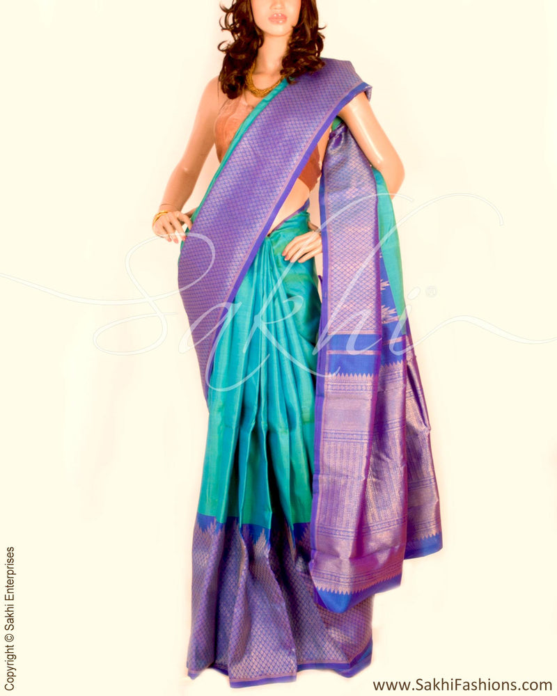 DPP-10075 - Blue & Blue Pure Kanchivaram Silk Saree