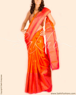 DPP-10081 - Orange & Peach Pure Kanchivaram Silk Saree