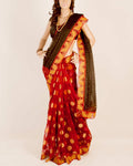 DPP-101 - Red & Multi Pure Organza Silk Saree