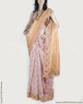DPP-10259 - Pink & Gold Pure Organza Silk Saree