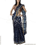 DPP-10646 - Blue & Cream Pure Silk Kota Saree