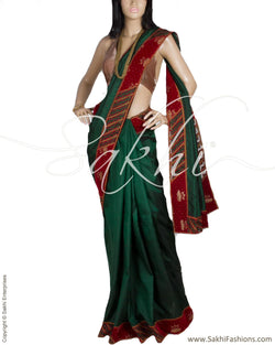 DPP-11533 - Green & Maroon Pure Kanchivaram Silk Saree