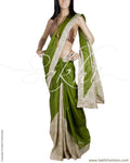 DPP-11892 - Green & Beige Pure Tussar Silk Saree