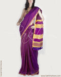 DPP-12573 - Violet & Gold Pure Tussar Silk Saree