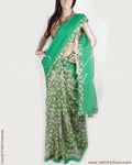 DPP-13490 - Green & White Supernet Saree