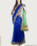 DPP-13516 - Blue & Multi Supernet Saree